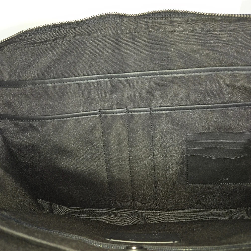 Coach Black Leather Graham Slim Briefcase with Gunmetal Accent Hardware C8170
